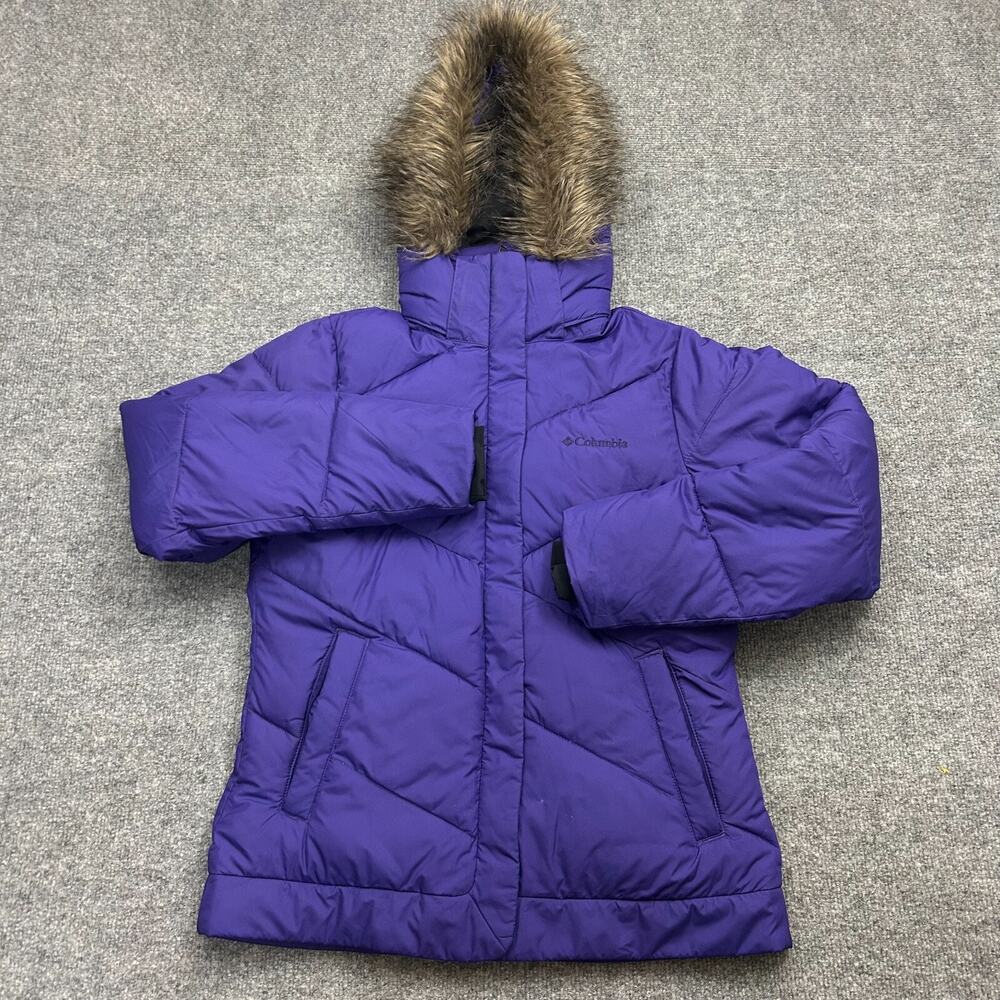 Columbia Women's Lay D Down II Jacket Purple Omni Heat Women XS Faux Fur Hood